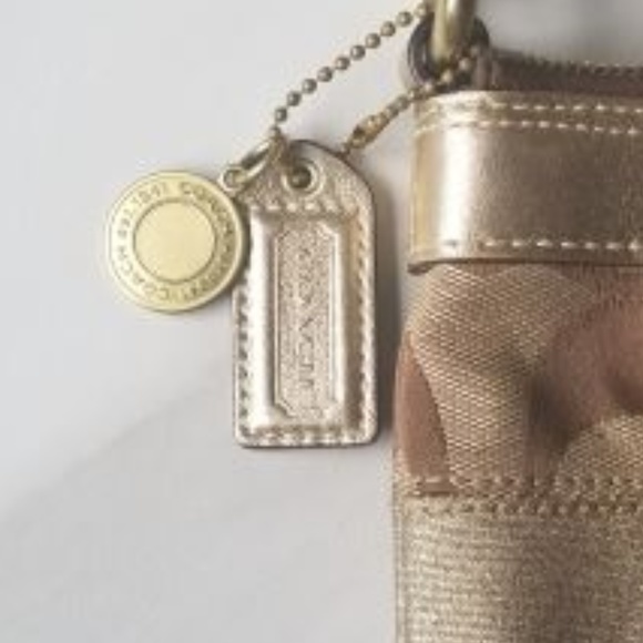 HOST PICK! Coach Signature Print Tan/Gold Handbag - Picture 3 of 8